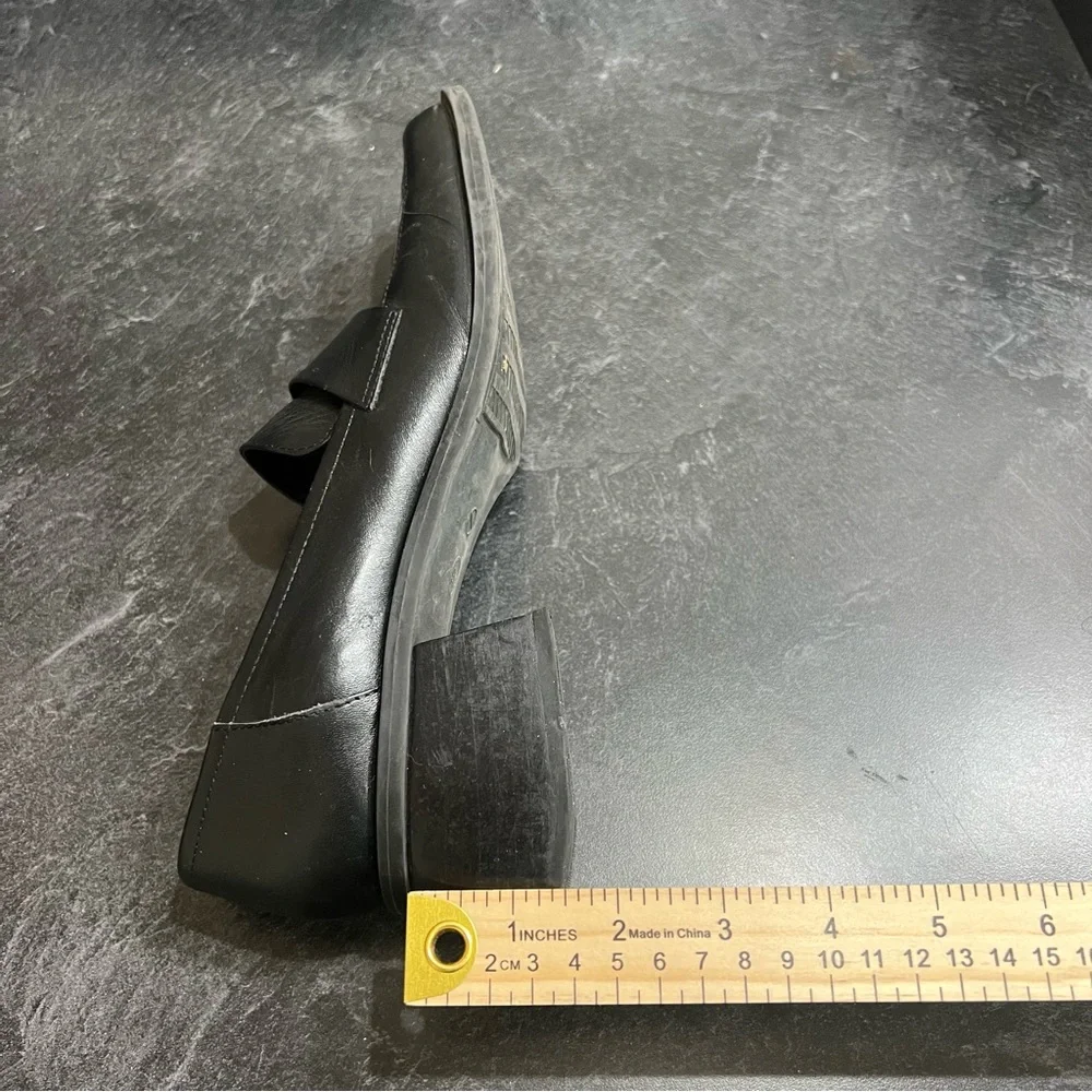 Westies Wm 9 Black Square Toe Chunky Stack Heel Y2K Loafer
